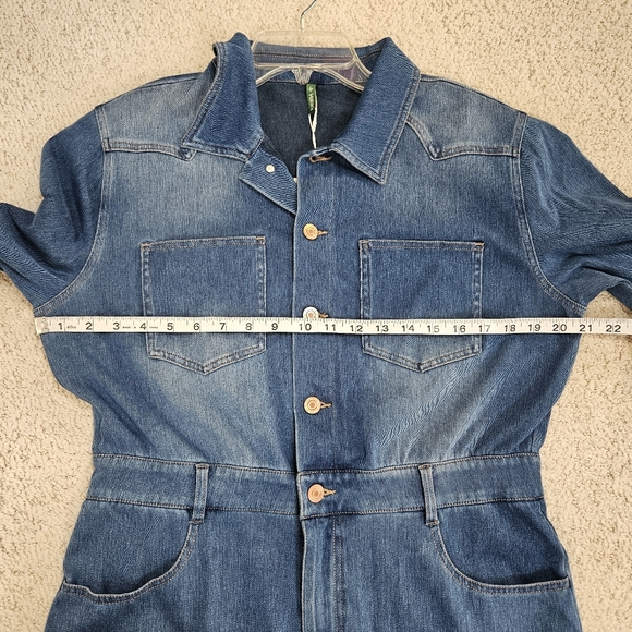 Halara Shirt Dress Midi Flex Denim Long Sleeve Pockets Western Stretch Large - Picture 3 of 11